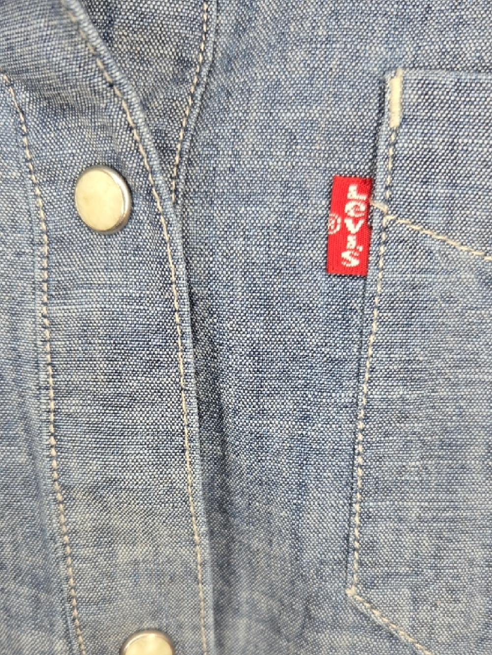 Levi's Blue Chambray Shirt Dress with Braided Brown Belt - Picture 5 of 9